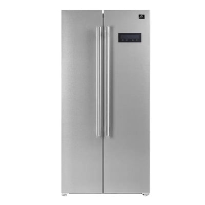 Salerno 33-Inch Freestanding Side-By-Side Refrigerator in Stainless Steel, 15.6 Cu.Ft. | Fridge.com