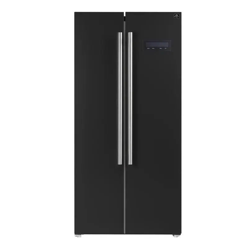 Salerno 33-Inch Freestanding Side-By-Side Refrigerator, 15.6 Cu.Ft. with Antique Brass Handles | Fridge.com