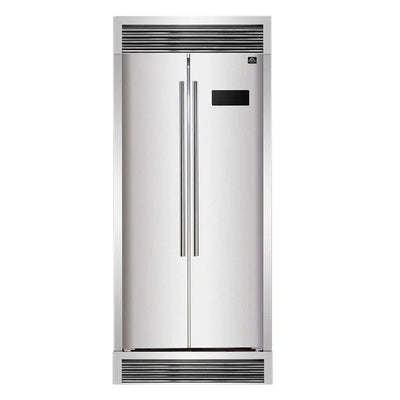 Salerno 33'' Built-In Stainless Steel Refrigerator, 15.6 Cu.Ft. with Decorative Grill - 37" Wide | Fridge.com