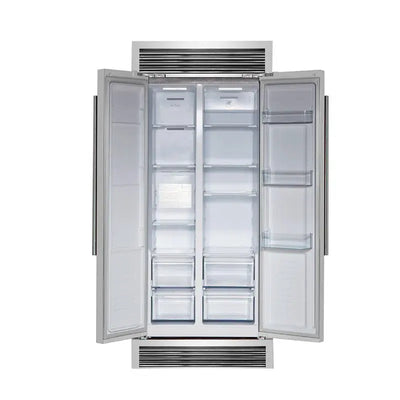 Salerno 33'' Built-In Stainless Steel Refrigerator, 15.6 Cu.Ft. with Decorative Grill - 37" Wide | Fridge.com