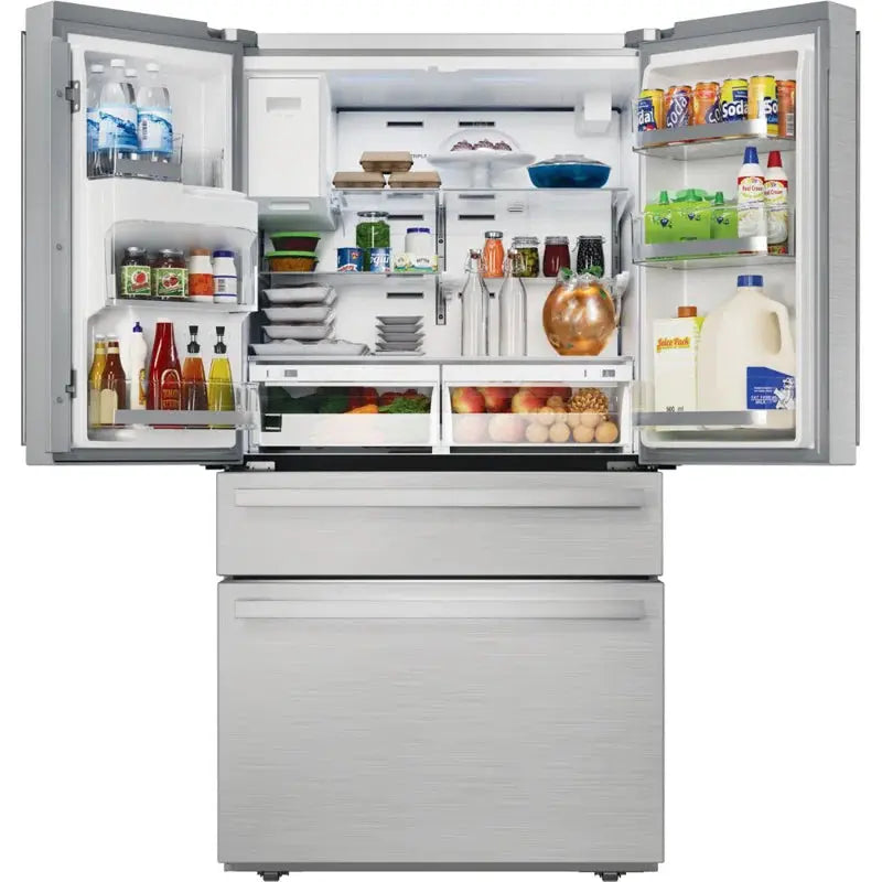 Sharp 36" 21.6 Cubic Feet Energy Star Smudge-Resistant French Door Refrigerator with External Water and Ice Dispenser | Fridge.com