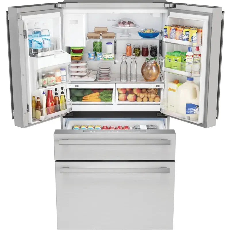 Sharp 36" 21.6 Cubic Feet Energy Star Smudge-Resistant French Door Refrigerator with External Water and Ice Dispenser | Fridge.com