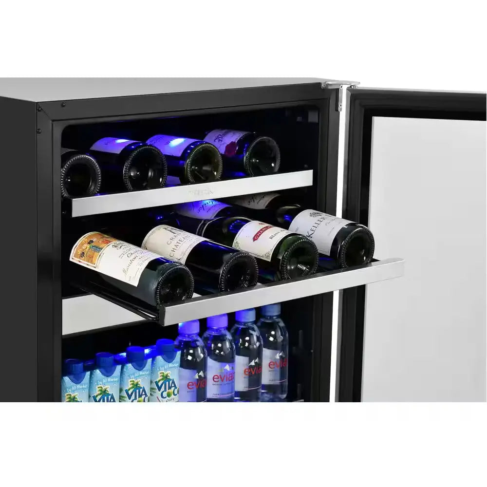 Signature 24 In. 16-Bottle and 70-Can Stainless Steel Single Door Dual Zone Built-In Wine and Beverage Cooler | Fridge.com