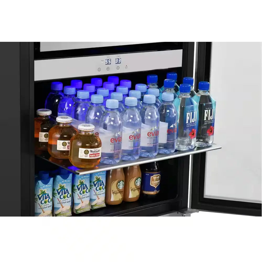 Signature 24 In. 16-Bottle and 70-Can Stainless Steel Single Door Dual Zone Built-In Wine and Beverage Cooler | Fridge.com