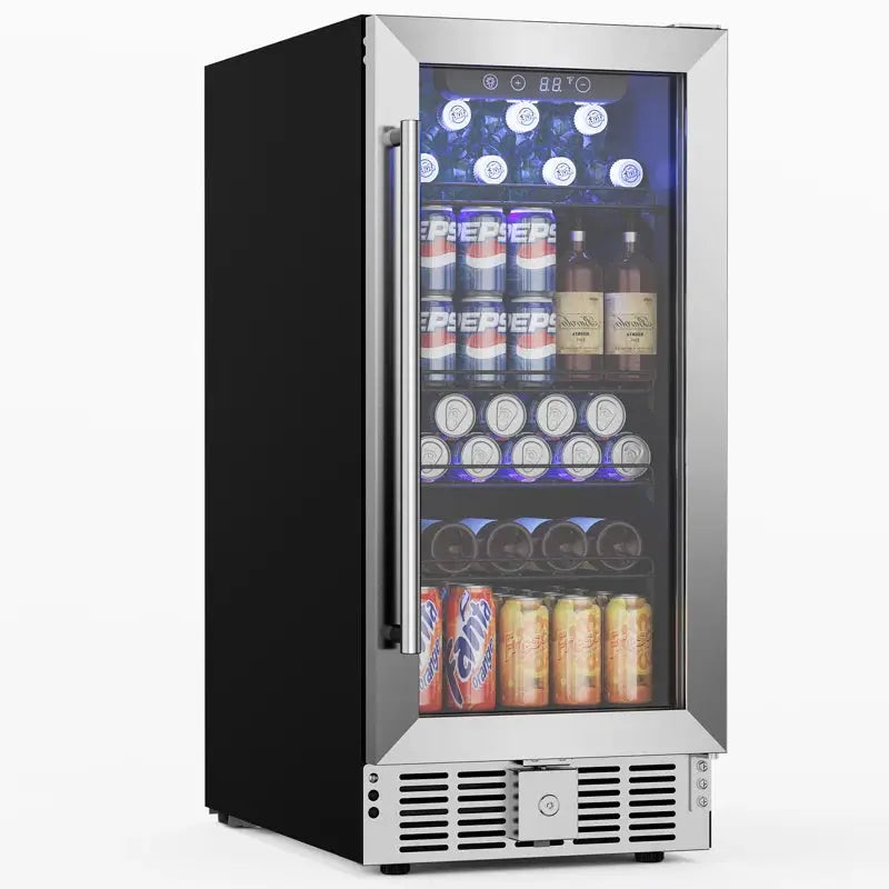 Simzlife 115 Cans 2.9 Cubic Feet Beverage Refrigerator with Wine Storage and with Glass Door | Fridge.com