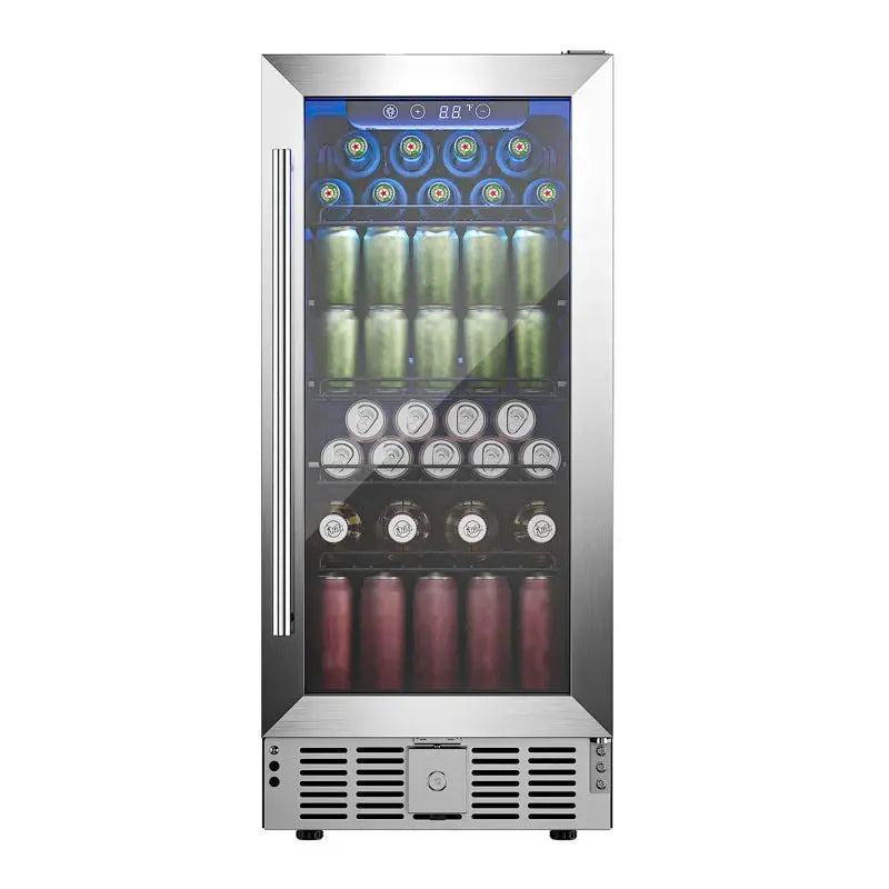 Simzlife 115 Cans 2.9 Cubic Feet Beverage Refrigerator with Wine Storage and with Glass Door | Fridge.com