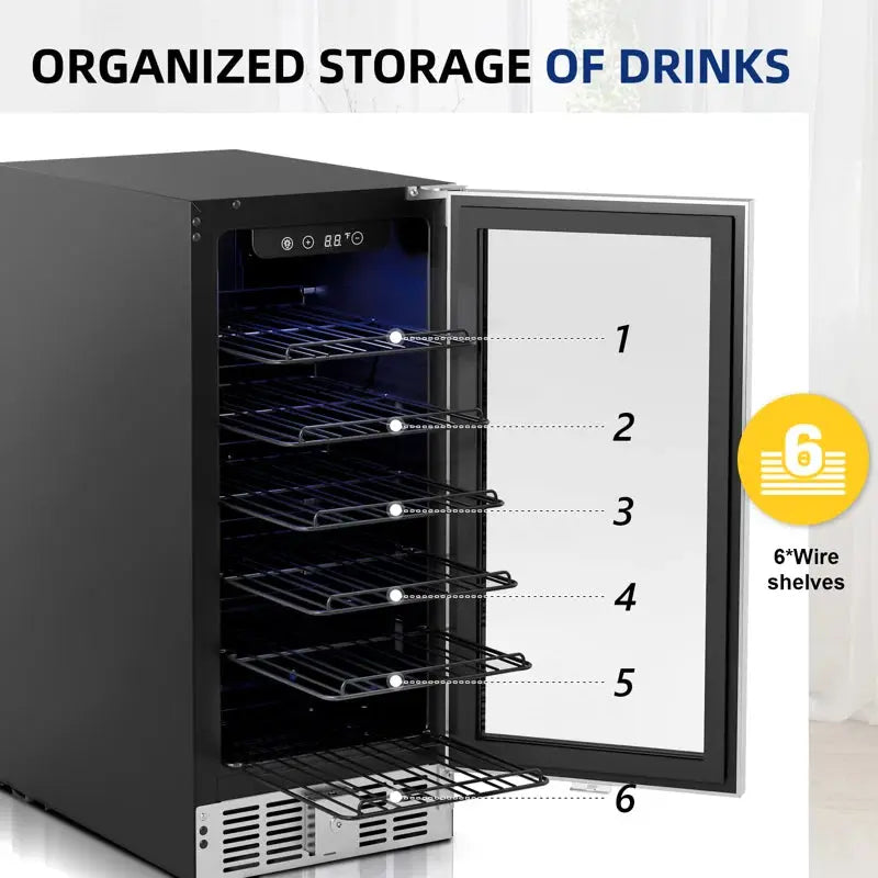 Simzlife 115 Cans 2.9 Cubic Feet Beverage Refrigerator with Wine Storage and with Glass Door | Fridge.com