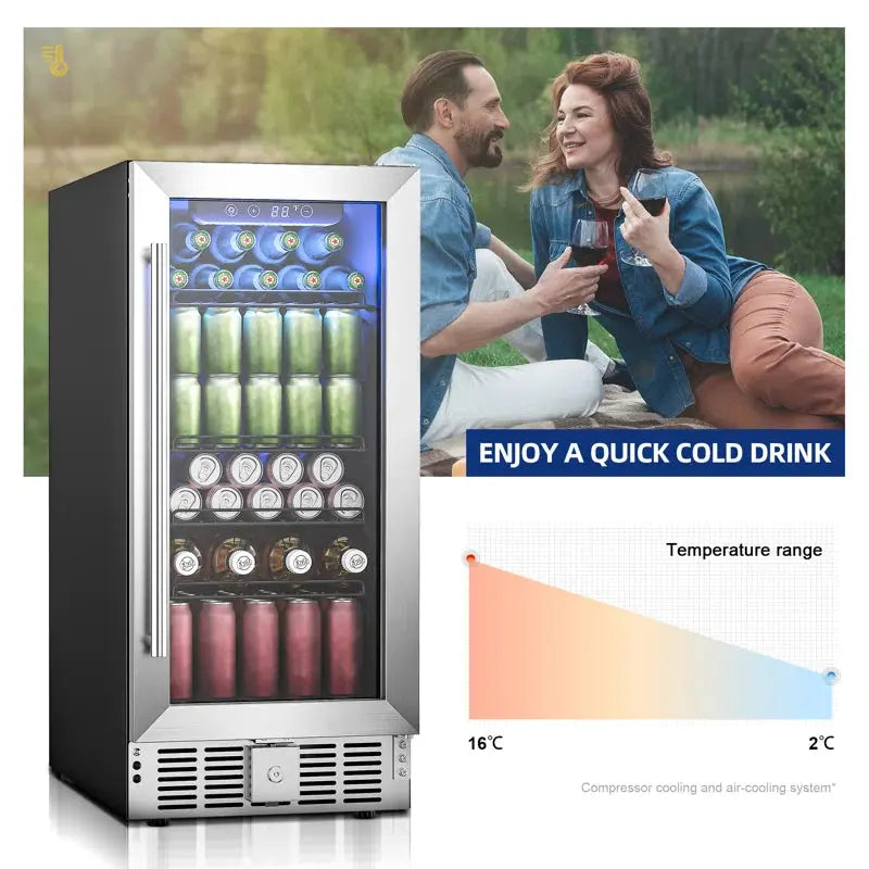 Simzlife 115 Cans 2.9 Cubic Feet Beverage Refrigerator with Wine Storage and with Glass Door | Fridge.com