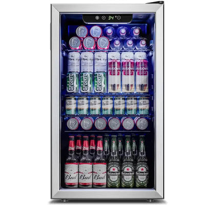 Simzlife 126 Cans 3.2 Cubic Feet Freestanding Beverage Refrigerator with Glass Door | Fridge.com