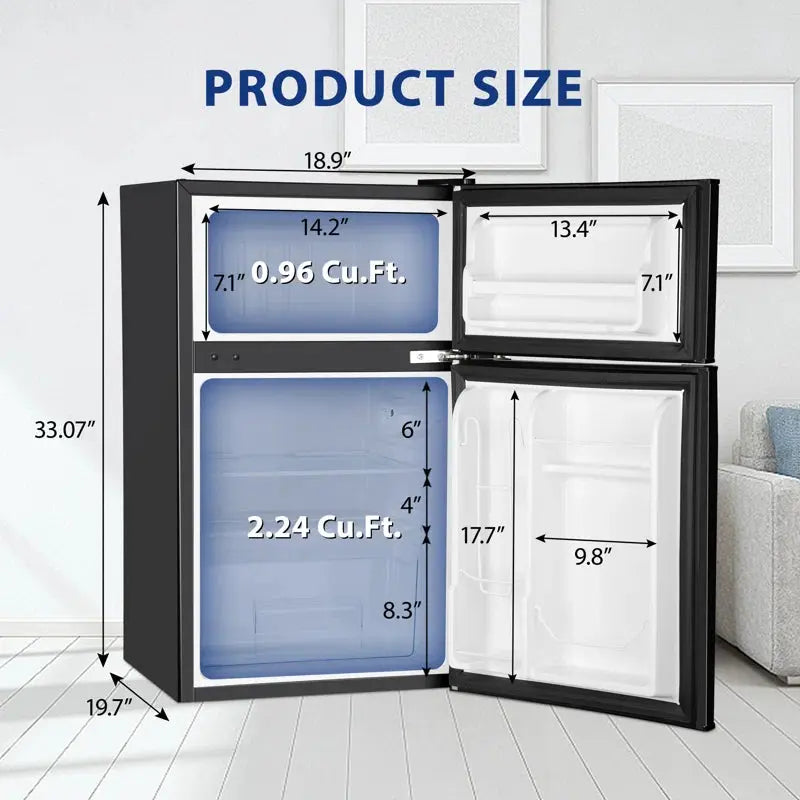 Simzlife 3.2 Cubic Feet Small Fridge Convertible Mini Fridge with Freezer | Fridge.com