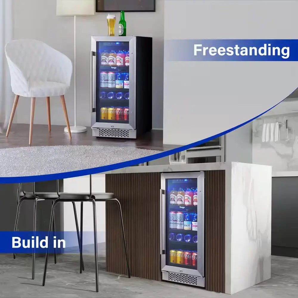 Single Zone 15 In. 80 (12 Oz.) Cans Beverage Cooler Soda Beer Drink Built-In Refrigerator 34-54°F with Safety Lock | Fridge.com