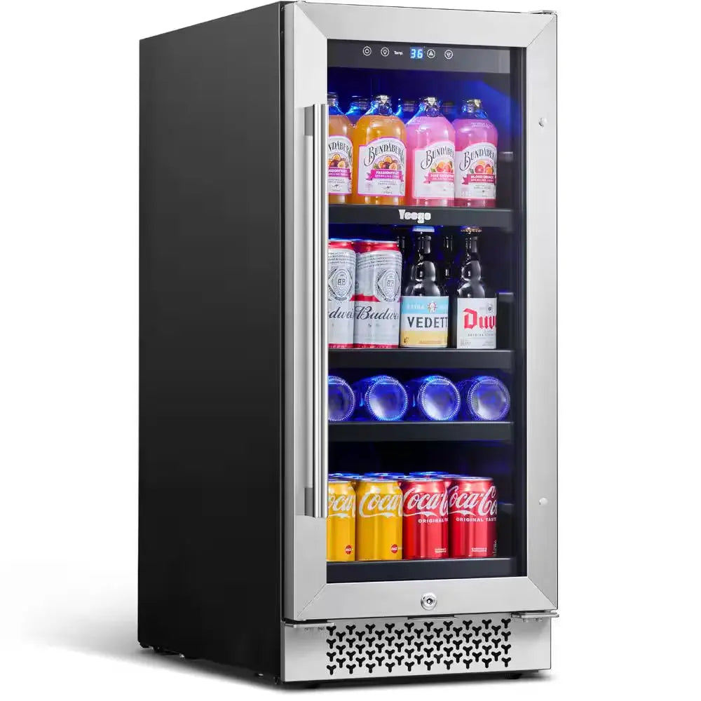 Single Zone 15 In. 80 (12 Oz.) Cans Beverage Cooler Soda Beer Drink Built-In Refrigerator 34-54°F with Safety Lock | Fridge.com