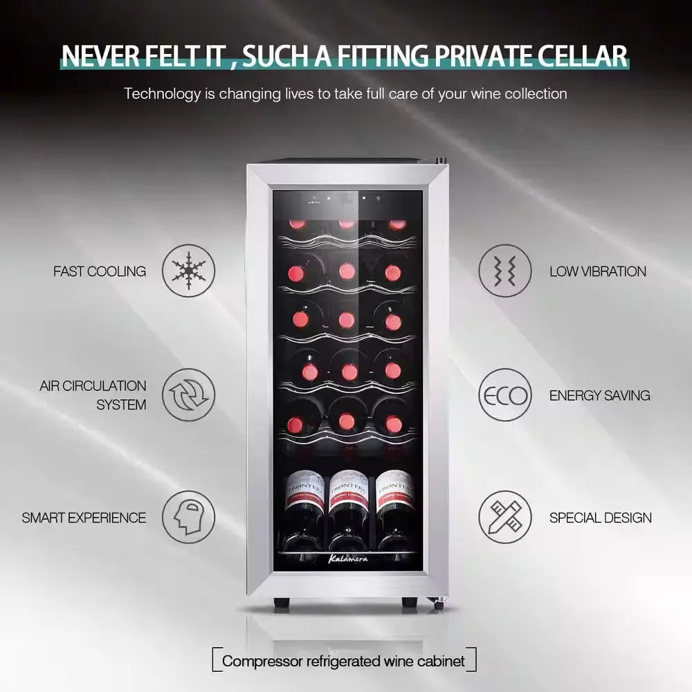 Single Zone 18-Bottle Free Standing Compressor Wine Cooler with Glass Door | Fridge.com