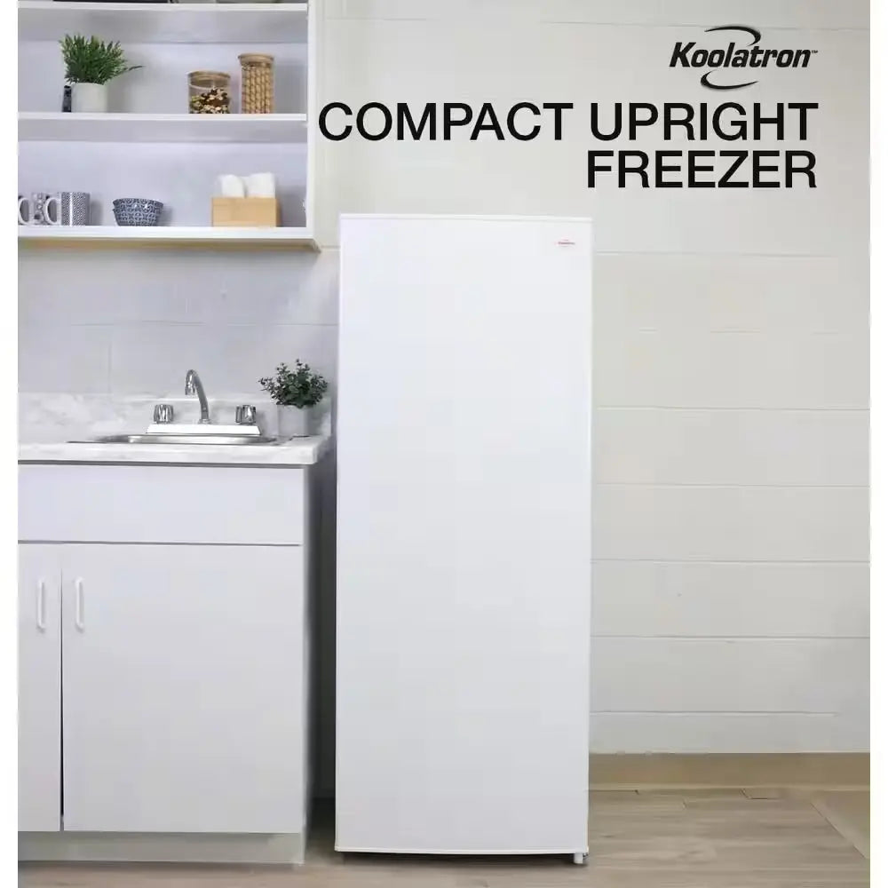 Slim Upright Freezer 5.3 Cu. Ft.. (150L), White, Energy-Efficient Manual Defrost, Flat Back | Fridge.com