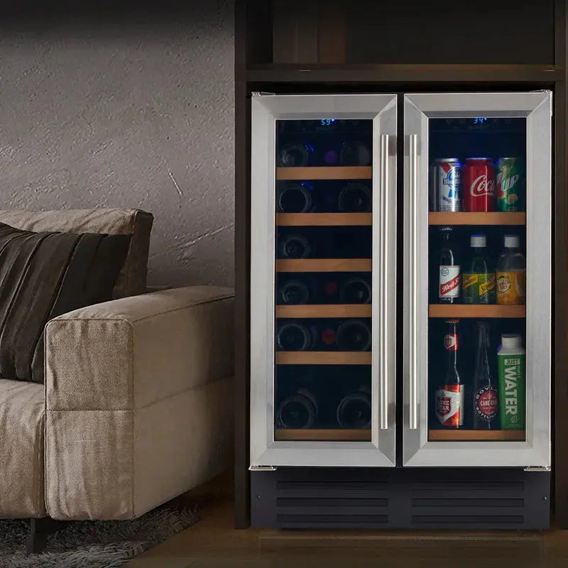 Smith & Hanks 24'' 20 Bottle and 60 Can Dual Zone Wine & Beverage Refrigerator | Fridge.com