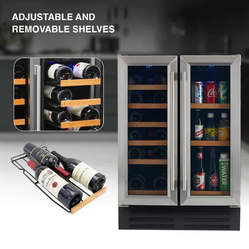 Smith & Hanks 24'' 20 Bottle and 60 Can Dual Zone Wine & Beverage Refrigerator | Fridge.com