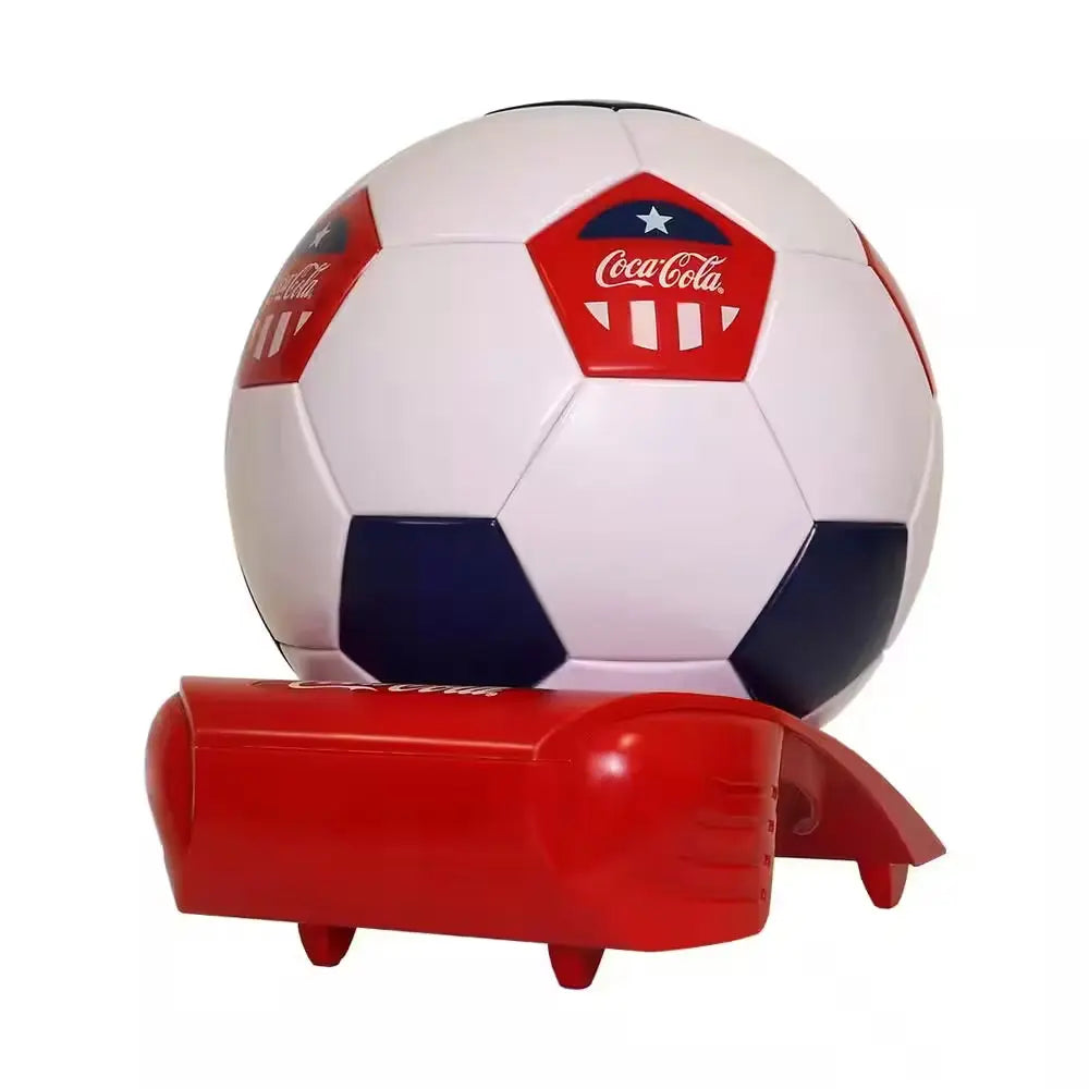 Soccer Ball Mini Fridge, 5 Can Beverage Cooler with Hidden Opening, White Red Black | Fridge.com