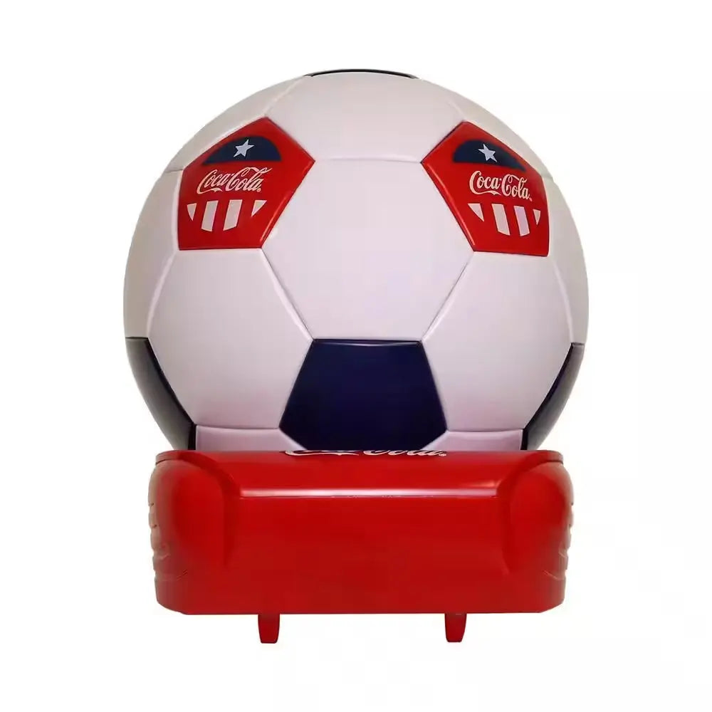 Soccer Ball Mini Fridge, 5 Can Beverage Cooler with Hidden Opening, White Red Black | Fridge.com