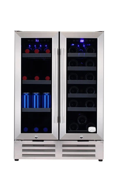 Sollevare 23.53'' 18 Bottle and 57 Can Dual Zone Wine & Beverage Refrigerator | Fridge.com