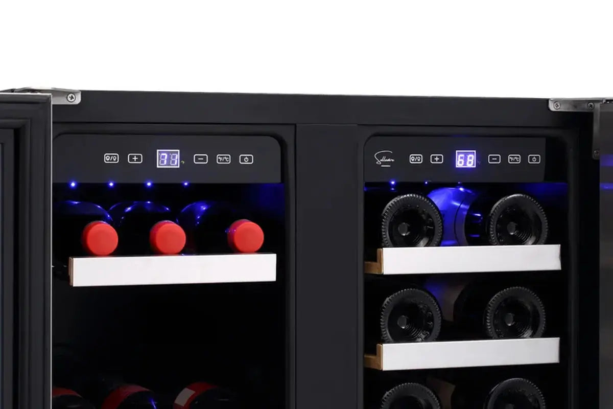 Sollevare 23.53'' 18 Bottle and 57 Can Dual Zone Wine & Beverage Refrigerator | Fridge.com