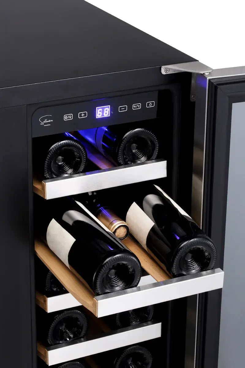 Sollevare 23.53'' 18 Bottle and 57 Can Dual Zone Wine & Beverage Refrigerator | Fridge.com