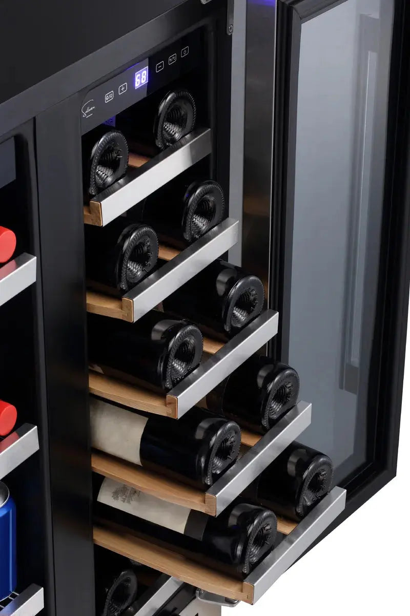 Sollevare 23.53'' 18 Bottle and 57 Can Dual Zone Wine & Beverage Refrigerator | Fridge.com