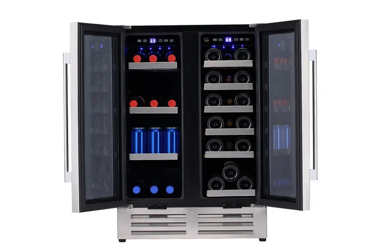 Sollevare 23.53'' 18 Bottle and 57 Can Dual Zone Wine & Beverage Refrigerator | Fridge.com