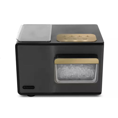 14.5 In. 40 Lb./24Hrs Portable Nugget Chewable Pebble/Sonic Type Ice Maker in Black and Gold Stainless Steel Finish | Fridge.com