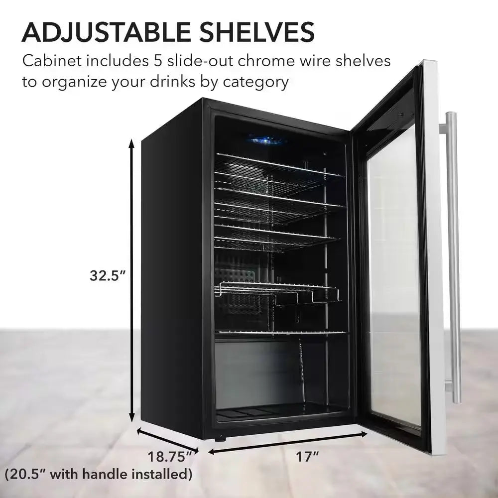 17 In. 120 (12 Oz.) Can Cooler in Black/Stainless Steel | Fridge.com