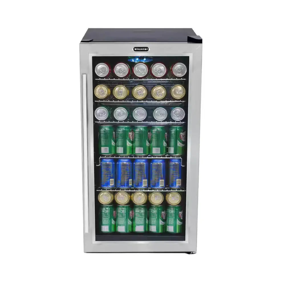 17 In. 120 (12 Oz.) Can Cooler in Black/Stainless Steel | Fridge.com