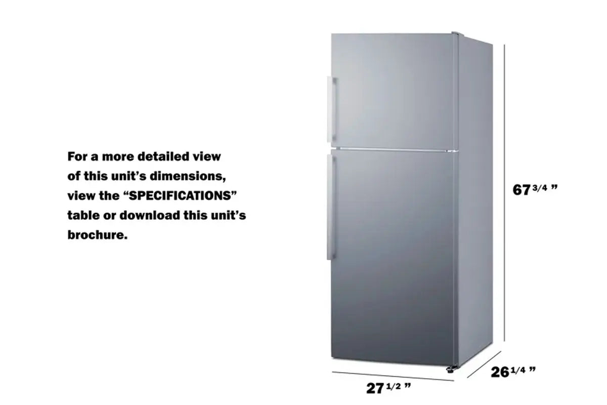 Summit Appliance 28" 13.63 Cubic Feet Top Freezer Refrigerator | Fridge.com