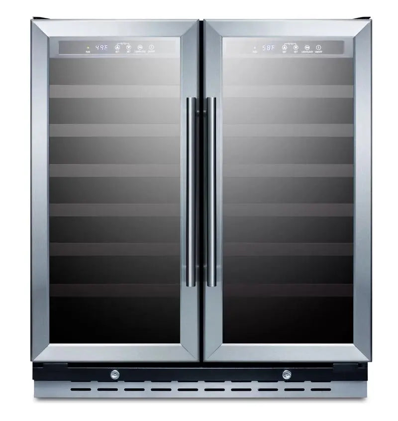 Summit Appliance 29.5'' 66 Bottle Dual Zone Built-In Wine Refrigerator | Fridge.com