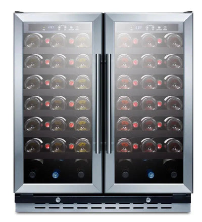 Summit Appliance 29.5'' 66 Bottle Dual Zone Built-In Wine Refrigerator | Fridge.com