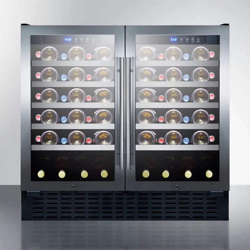 Summit Appliance 35.38'' 68 Bottle Dual Zone Wine Refrigerator | Fridge.com