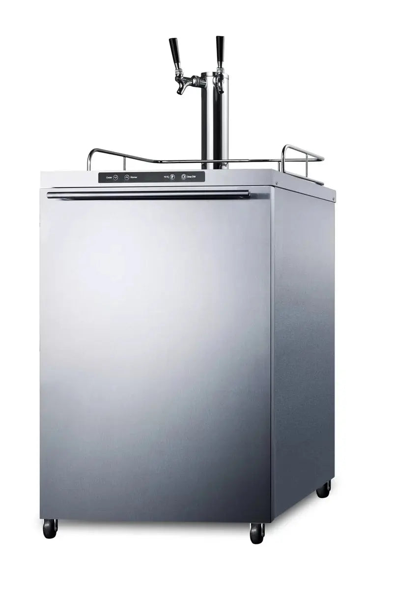 Summit Appliance Outdoor Refrigeration 5.6 Cubic Feet Stainless Steel Outdoor Dual Tap Freestanding Kegerator with Adjustable Temperature | Fridge.com