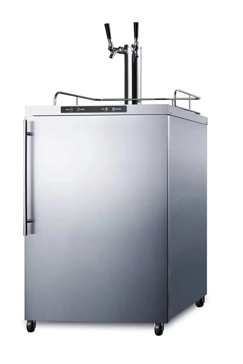 Summit Appliance Outdoor Refrigeration 6 Cubic Feet Stainless Steel Outdoor Dual Tap Freestanding Kegerator with Adjustable Temperature | Fridge.com