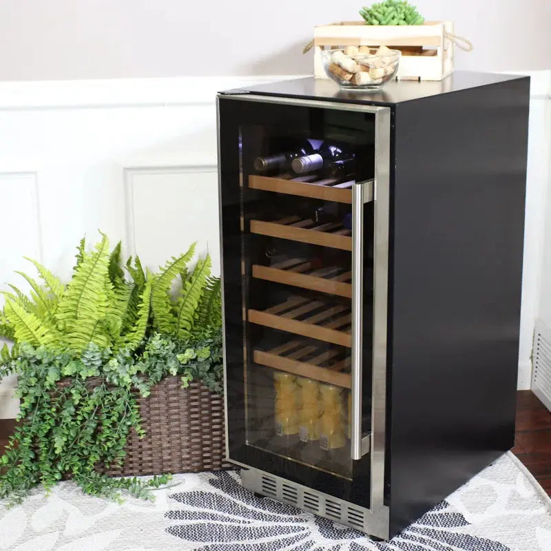 Sunnydaze Decor 14.75'' 33 Bottle and Can Single Zone Freestanding Wine & Beverage Refrigerator | Fridge.com