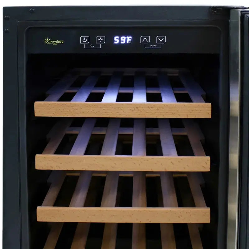 Sunnydaze Decor 14.75'' 33 Bottle and Can Single Zone Freestanding Wine & Beverage Refrigerator | Fridge.com