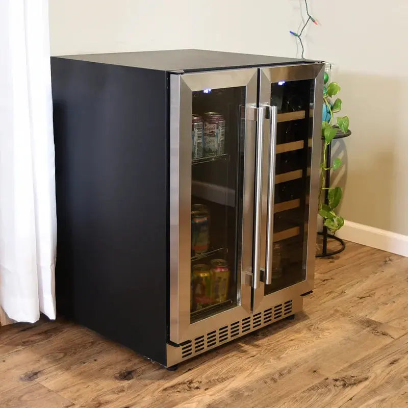 Sunnydaze Decor 24'' 20 Bottle and 63 Can Dual Zone Freestanding Wine & Beverage Refrigerator | Fridge.com