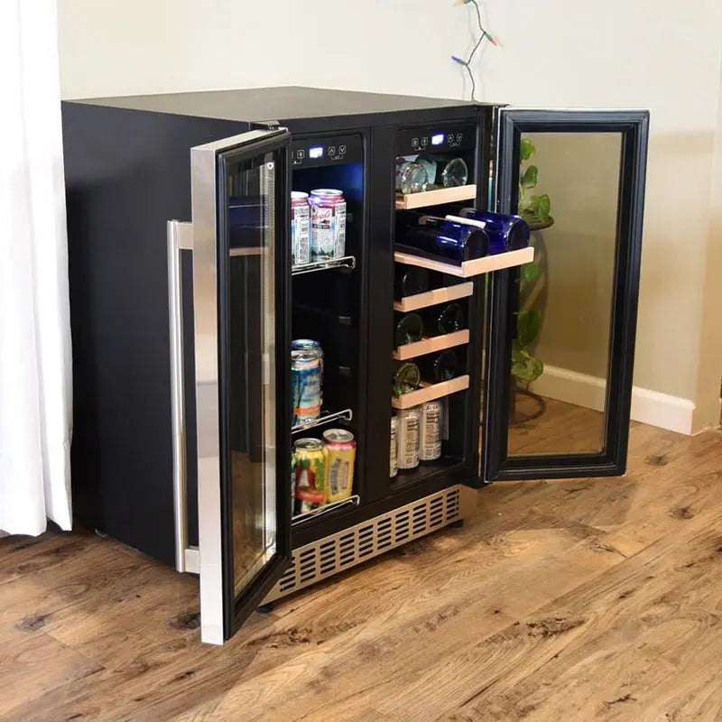 Sunnydaze Decor 24'' 20 Bottle and 63 Can Dual Zone Freestanding Wine & Beverage Refrigerator | Fridge.com