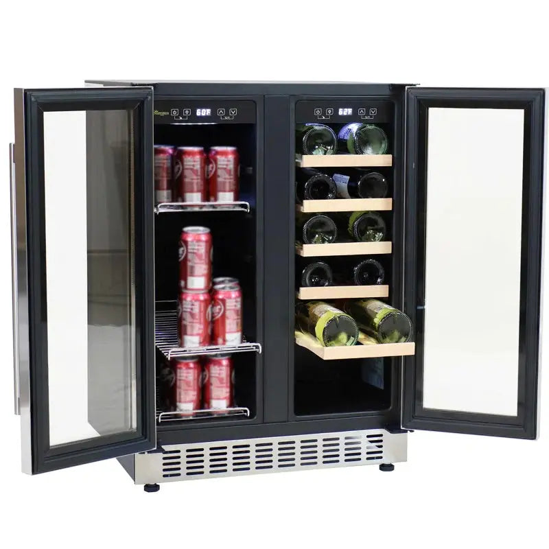 Sunnydaze Decor 24'' 20 Bottle and 63 Can Dual Zone Freestanding Wine & Beverage Refrigerator | Fridge.com