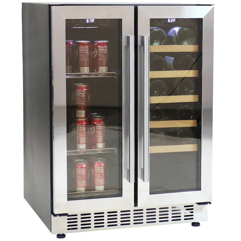 Sunnydaze Decor 24'' 20 Bottle and 63 Can Dual Zone Freestanding Wine & Beverage Refrigerator | Fridge.com