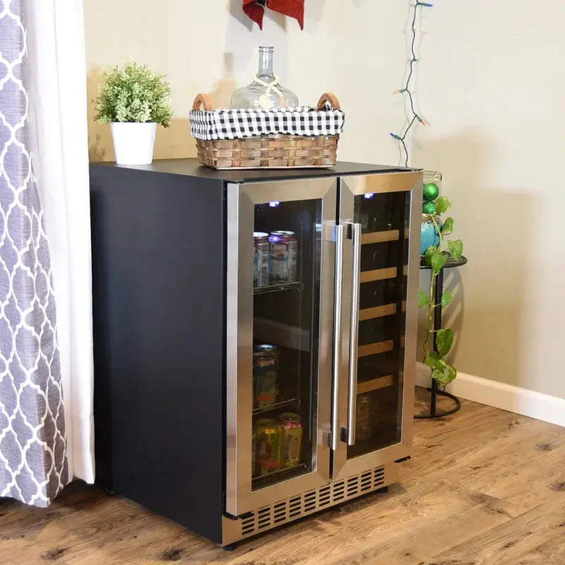 Sunnydaze Decor 24'' 20 Bottle and 63 Can Dual Zone Freestanding Wine & Beverage Refrigerator | Fridge.com