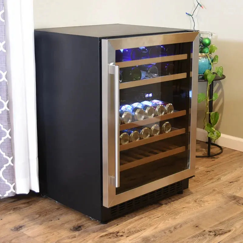 Sunnydaze Decor 24'' 46 Bottle and 63 Can Dual Zone Freestanding Wine & Beverage Refrigerator | Fridge.com