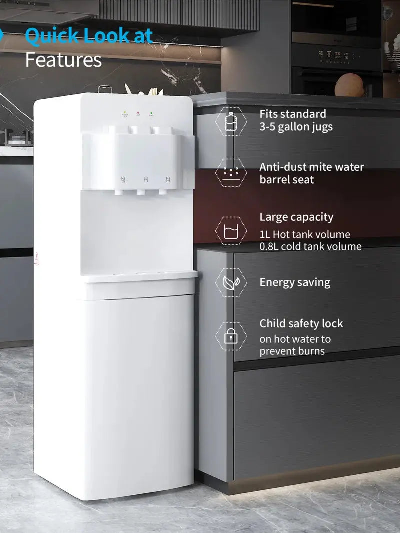 TABU Bottom Loading Water Cooler Dispenser, Anti-Scalding Design, Self Clean, Safety Lock | Fridge.com