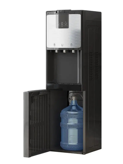 TABU Bottom Loading & Stainless Steel Electric Water Cooler Dispenser with Hot, Cold, and Room Temperature Options in Black，Self-Cleaning，Child Safety Lock&Anti-Scalding | Fridge.com