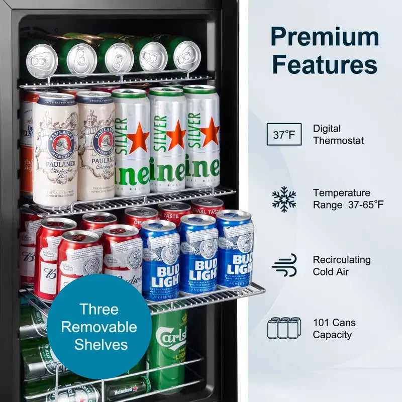 TAZPI 101 Cans (12 Oz.) 2.3 Cubic Feet Freestanding Beverage Refrigerator and with Glass Door | Fridge.com