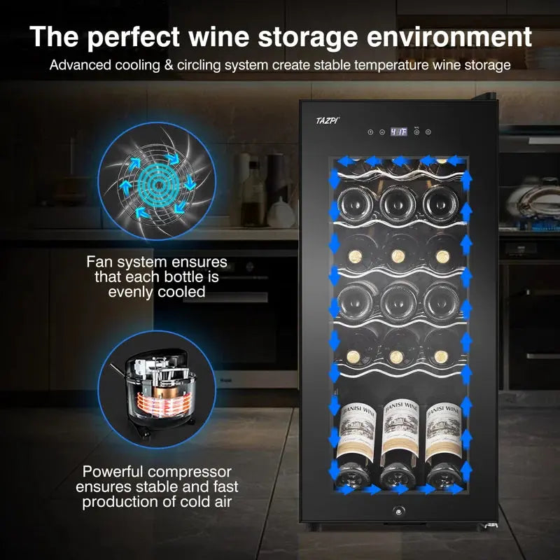 TAZPI 13.6'' 18 Bottle Single Zone Freestanding Wine Refrigerator | Fridge.com