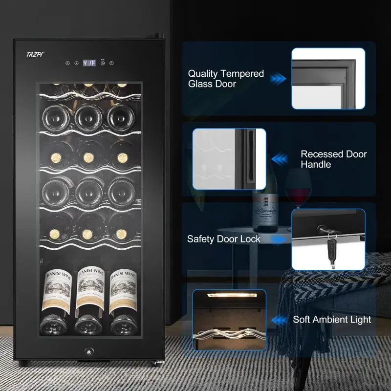 TAZPI 13.6'' 18 Bottle Single Zone Freestanding Wine Refrigerator | Fridge.com