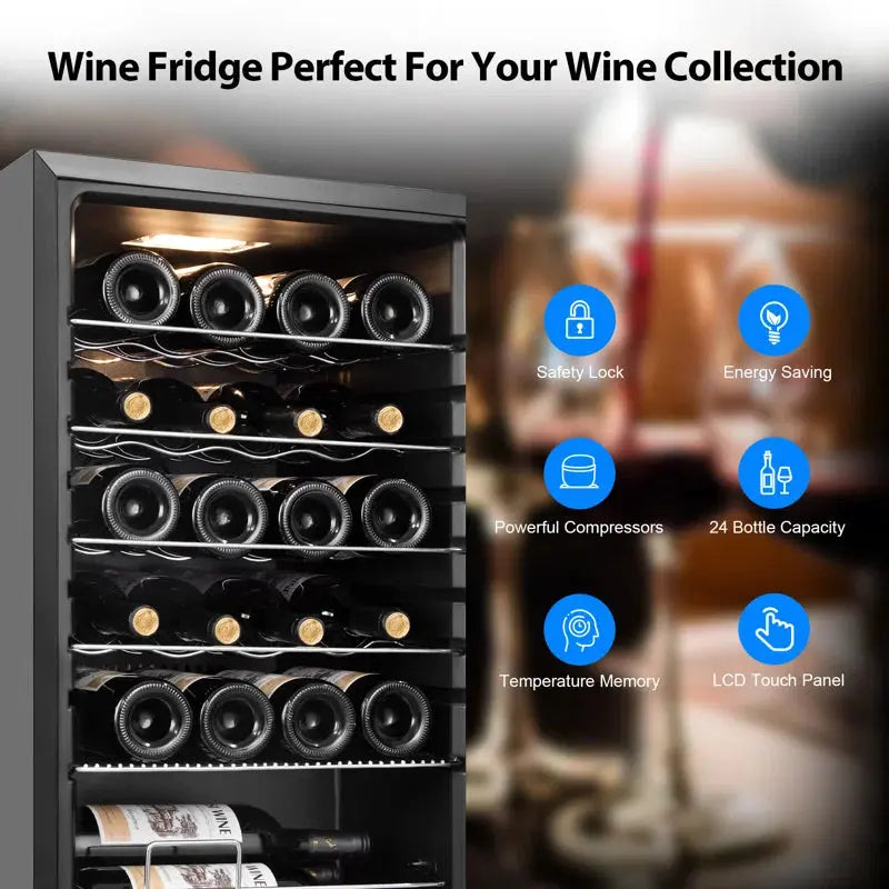 TAZPI 24 Bottle Single Zone Free-Standing Wine Refrigerator | Fridge.com